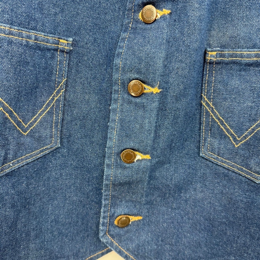 Wrangler Vest Mens Blue Unlined Denim Short Western Ranch - Picture 5 of 8